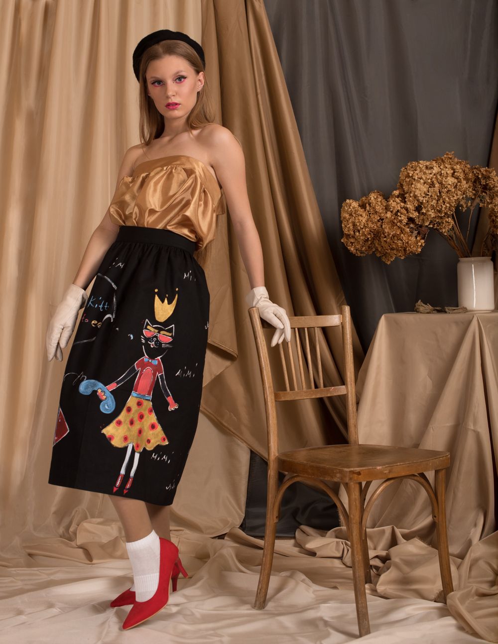 Alba Satin Midi Skirt
